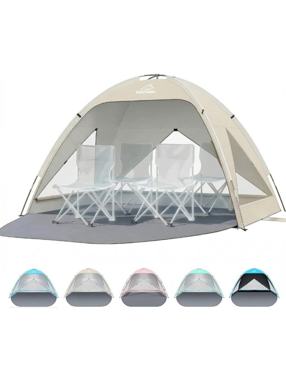 Portable Beach Tent Sun Shelter for 3-4 People - Large UV Protection Cabana